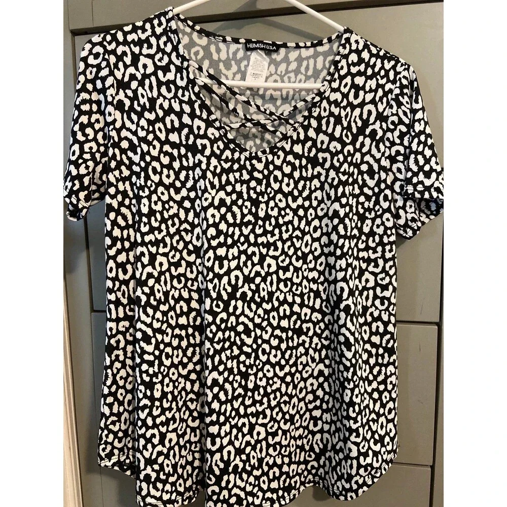 Heimish blouse Heimish top HEIMISH USA shirt black white top criss cross small